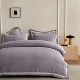 Anycozy Duvet Cover Set – Purple Ultra Soft Velvet Bedding with Flat Sheet
