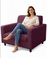Anyhouz 1 Seater Sofa Cover Plain Bean Paste Red Style and Protection For Living Room Sofa Chair Elastic Stretchable Slipcover