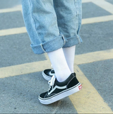 Anyfootwear 5 Pairs Unisex Sports Socks Size 4-5 White Cotton Knitted Casual Skateboard Socks Solid Color Breathable