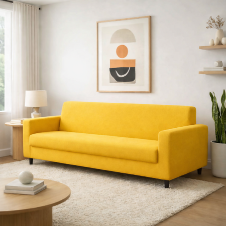Anyseat 4-Seater Sofa Cover – Plain Yellow Style Slipcover for Living Room Chair Protection