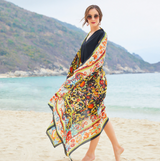 Anyyou 100% Mulberry Silk Multicolor Scarf Women Luxury Long Shawl – Beach Wear, Swimwear Cover Up, Pashmina Face Shield Foulard Fashion Accessory