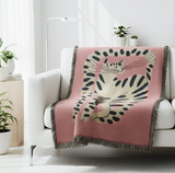 Anycozy Pink Cat Throw Blanket – Soft Tassel Sofa & Bed Cover
