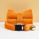 Anypet Stylish Sunset Orange Bow Cat Collar – Small Size with Safety Buckle, Bell & Durable Strap