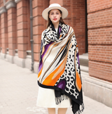 Anyyou 100% Merino Wool Animal Pattern Silk Satin Large Winter Scarf Pashmina Shawl Bandana Perfect For Women Ladies Fashion Style