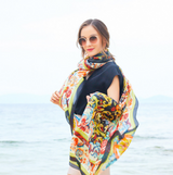 Anyyou 100% Mulberry Silk Multicolor Scarf Women Luxury Long Shawl – Beach Wear, Swimwear Cover Up, Pashmina Face Shield Foulard Fashion Accessory