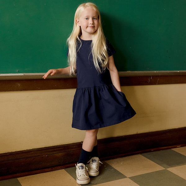 Organic Cotton Short Sleeve Drop Waist Dress