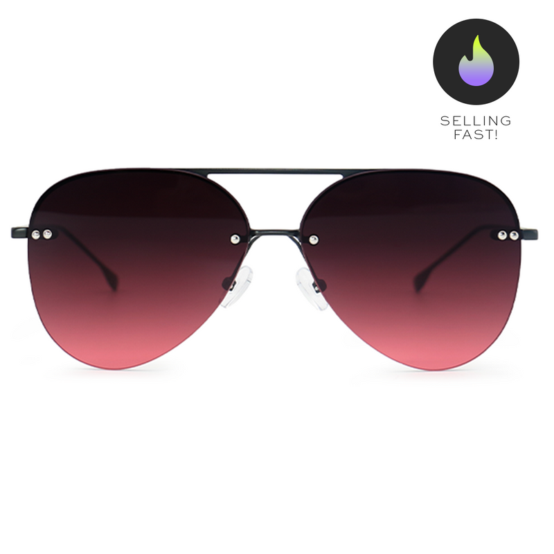 Smaller Megan 2 - Ruby Metal Aviator Sunglasses