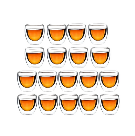 Anygleam Tea Cups 18Pcs Insulated Espresso Double Wall Shot Glass Drinkware