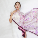 Anyyou 100% Mulberry Silk Purple Long Scarf Luxury Brand Women Beach Shawl Wear Swimwear Pashimina Face Shield Foulard