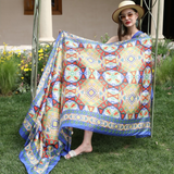 Anyyou 100% Mulberry Silk Ocean Blue Scarf Women Luxury Long Shawl – Beach Wear, Swimwear Cover Up, Pashmina Foulard Fashion Accessory