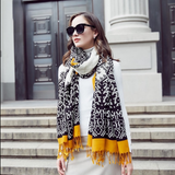 Anyyou 100% Merino Wool Mustard And Patterns Silk Satin Large Winter Scarf Pashmina Shawl Bandana Perfect For Women Ladies Fashion Style