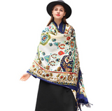 Anyyou 100% Pure Merino Wool Orange Paisley Taffeta Stylish Poncho Winter Large Scarf With Trendy Pashmina Shawl Bandana For Womenfashion Design