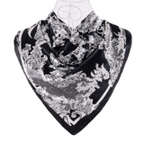 Anyyou Fashion Premium Satin Square Scarf – Elegant Lace Black Silk-Feel Neckwrap for Women
