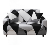 Anyseat 2-Seater Sofa Cover – Black White Geometric Style Slipcover for Living Room Chair Protection