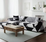 Anyseat 4-Seater Sofa Cover – Black White Geometric Style Slipcover for Living Room Chair Protection