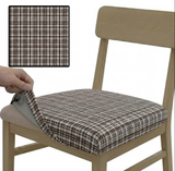 Anyseat Dark Brown Wavey and Straight Line Print Chair Cover – Stretch Washable Removable Seat Cover for Dining & Kitchen