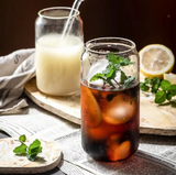 Anygleam Glass Tumbler With Straw Wooden Lid Transparent Ins Style Drinkware
