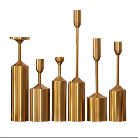 ANYDECO 6PC Luxury Gold Metal – Metal Candle Holder Sculpture for Living Room, House Display & Elegant Crafts Ornaments