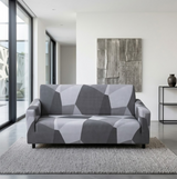 Anyseat White Gray Geometric Style Sofa Cover – Stretchable Slipcover for Living Room Chair Protection