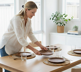 Anygleam Natural Brown 4pcs Wooden Plate Food Kitchen Tableware
