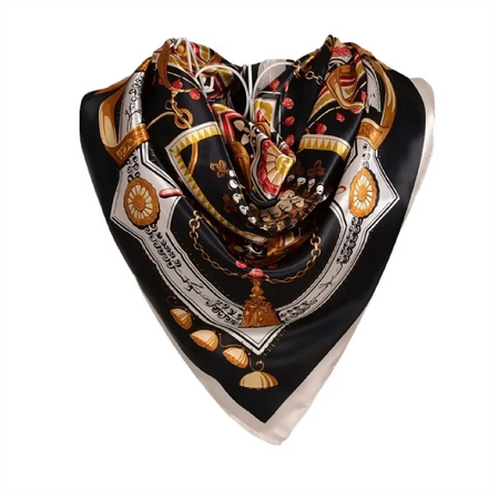Anyyou Fashion Premium Satin Square Scarf – Black Silk-Feel Neckwrap for Women