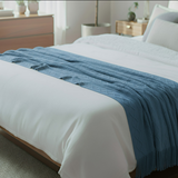 Anycozy Blue Faux Cashmere Throw Blanket – Diamond Knit Sofa Cover & Home Decor Accent