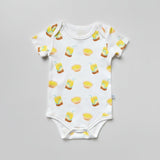 the wee bean organic cotton onesie in lemon tea vita and egg tart