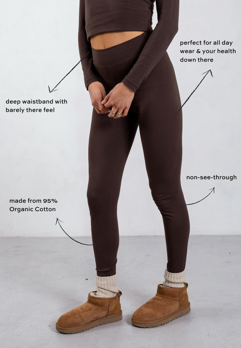 Organic Cotton Leggings, Hot Fudge