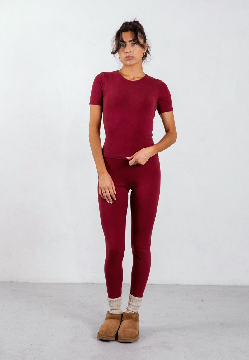 Organic Cotton Leggings, Ruby Wine