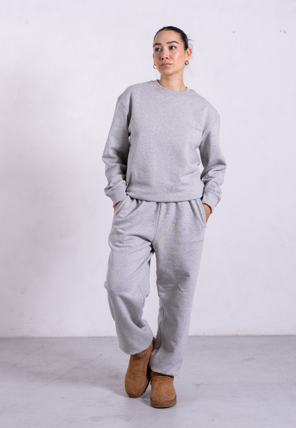 Organic Cotton Sweatsuit Set, Light Grey Marl