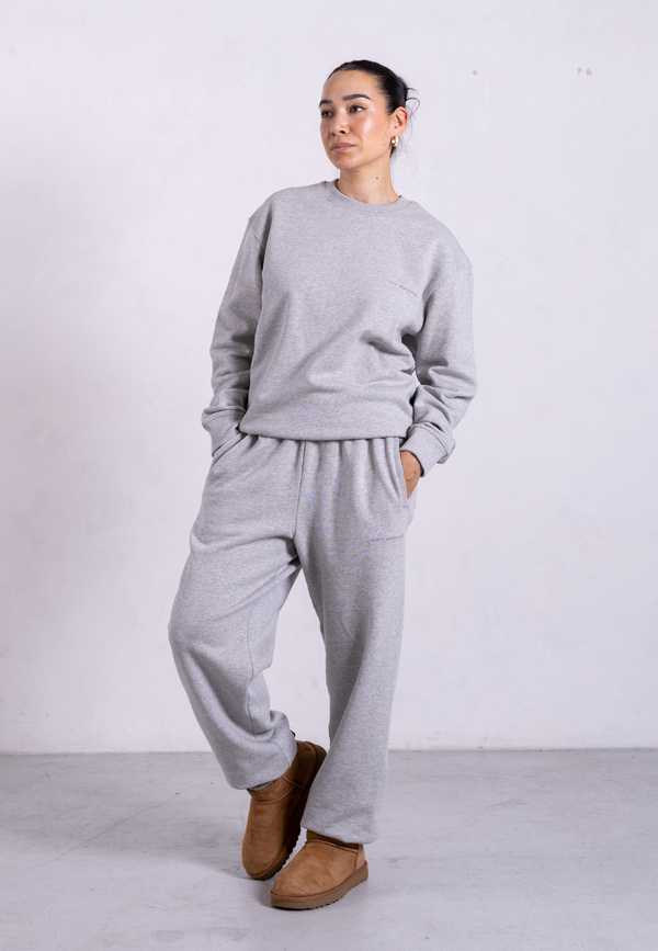 Organic Cotton Sweatpants, Light Grey Marl