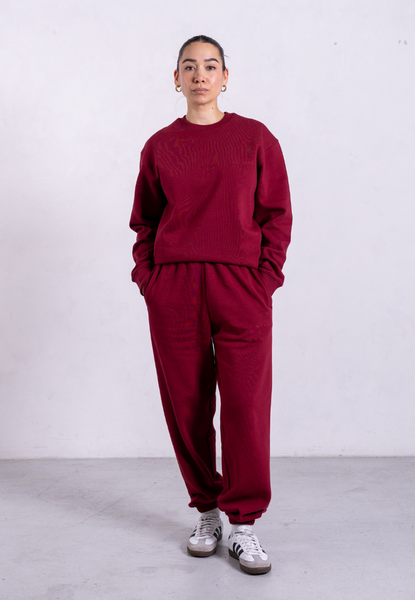 Organic Cotton Sweatsuit Set, Ruby Wine