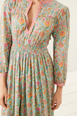 Women maxi dress Diane - Water Flower Pink