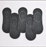 Anyfootwear 5 Pairs Men's Invisible Boat Socks Size 4-9 Dark Grey Summer Thin Cotton Non-Slip Silicone Breathable Solid Color Low Cut Socks