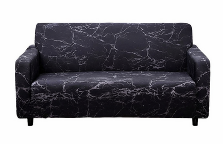 Anyseat 3-Seater Sofa Cover – Marble Black Geometric Style Slipcover for Living Room Chair Protection