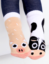 KIDS COW & PIG NO SLIP SOCKS