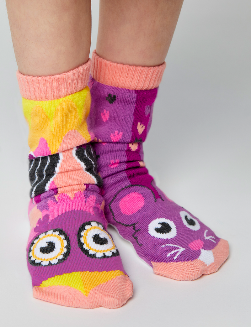 KIDS OWL & MOUSE NO SLIP SOCKS