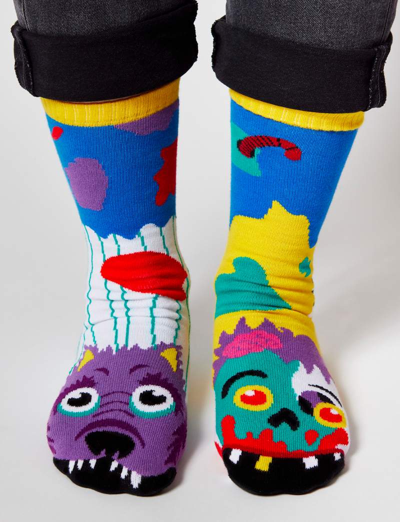 ZOMBIE & WEREWOLF MATCHY MISMATCHY MONSTERS SOCKS SET for ADULTS