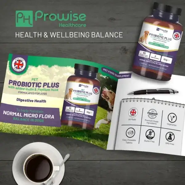 Pet Probiotic Plus with Added Inulin & Psyllium Husk 2 Billion CFU with 5 Active Strains I 60 Chicken Flavour Chewable Tablets 2 Months Supply