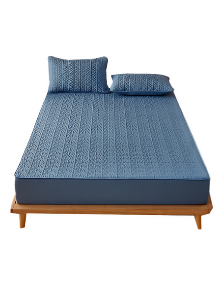 Anycozy Mattress Cover Blue 90x200cm Pure Cotton Soft Quilted Bed Sheet Anti-bacterial Protector Cover