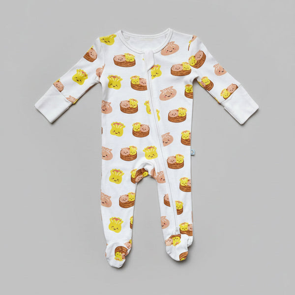 Bamboo Convertible Zip Romper - Dim Sum Bamboo Sleepwear - The Wee Bean