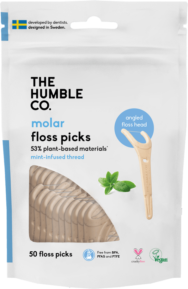 Plant-based Floss Picks - Grip Handle - Mint (50 pcs)