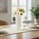 ANYDECO Flower Vase White Medium Nordic Plastic Spiral Pot Home Decor