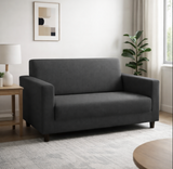 Anyseat 2-Seater Sofa Cover – Plain Dark Grey Style Slipcover for Living Room Chair Protection