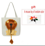 Anypet Cat Handbag 40cm Light Gray 3D Lion Soft Collar Pets Carrier Luggage Small Dog Travel Tote Bag With Pet Canvas