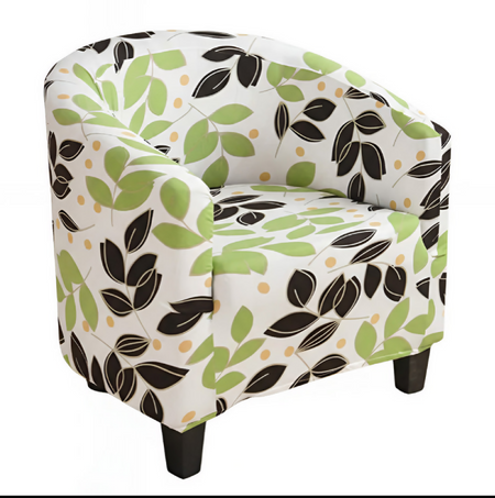 Anyseat White Leaf Chair Cover – Plain Dustproof Tub Slipcover for Home Décor