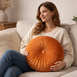 Anyhouz Pleated Round Pillow – Soft Cushion Filled Decorative Throw Pillow