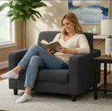 Anyseat 1-Seater Sofa Cover – Plain Dark Grey Style Slipcover for Living Room Chair Protection