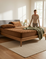 Anycozy Mattress Cover Coffee 180x200cm Crystal Velvet Thicken Quilted Warm Soft Plush Bed Sheet