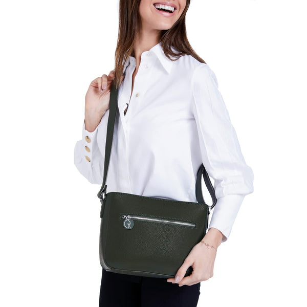 Cross-Body Vegan Handbag In Green & Metallic